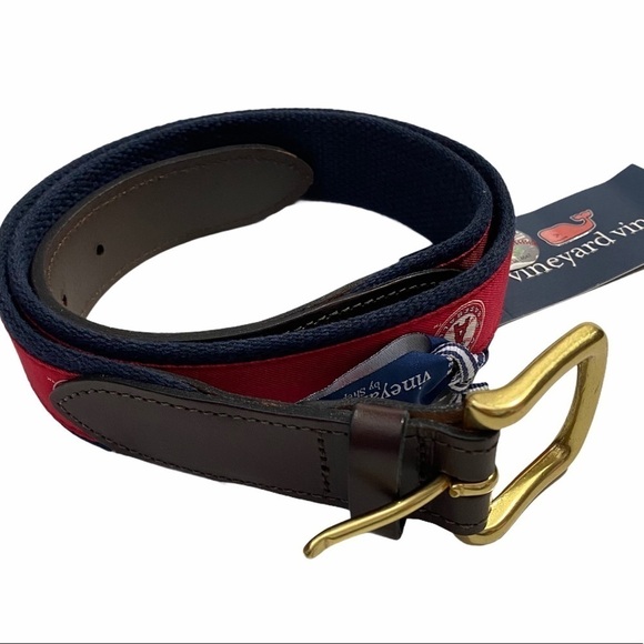 Men’s LA Angels Vineyard Vines Red MLB Canvas Belt - Picture 8 of 14